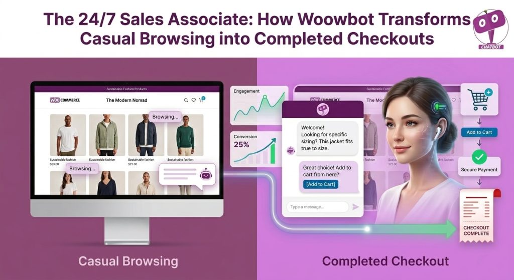 The 24/7 Sales Associate: How Woowbot Transforms Casual Browsing into Completed Checkouts